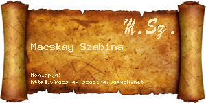 Macskay Szabina névjegykártya